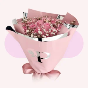 24 rosas rosas con gypso