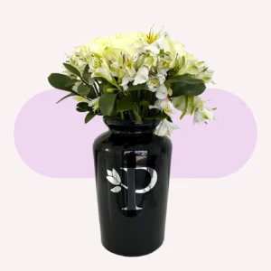 Jarrón de Astromelias y Rosas Blancas