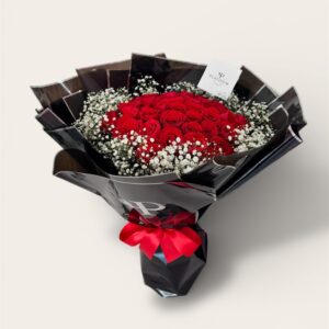 50 Rosas Rojas Con Gypso