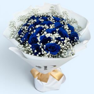 24 Rosas azules con gypso