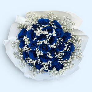24 Rosas azules con gypso