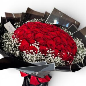 75 Rosas Rojas Con Gypso