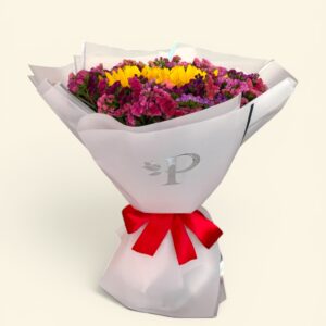 12 rosas combinadas y 3 girasoles con leticia