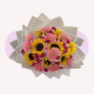 Mix de rosas gerberas y girasoles