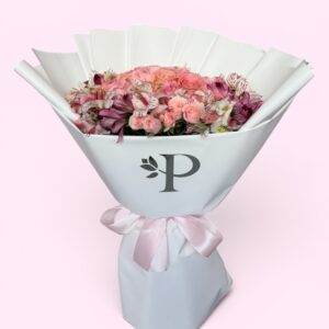 24 Rosas dovela con astromelia y mini rosa