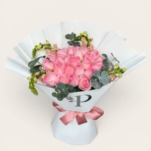 Mix 24 rosas rosas con perrito