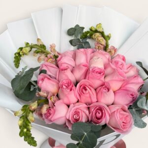 Mix 24 rosas rosas con perrito