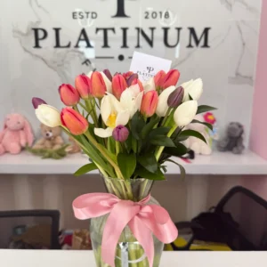 Jarron De 30 Tulipanes