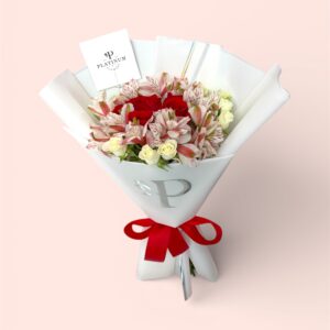 6 Rosas Rojas Con Astromelia Y Mini Rosa